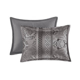 7 Piece Jacquard Comforter Set Grey Queen B03597022