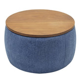 ZNTS Round Storage Ottoman, 2 in 1 Function, Work as End table and Ottoman, Navy W48735176