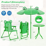 4 Pieces Folding Kids Table and Chair Set with Height Adjustable Sun Umbrella 51184271