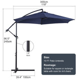 ZNTS 10ft Cantilever Patio Umbrella, Offset Hanging Outdoor Table Umbrella with Tilt Crank, 6 Sturdy 54897285