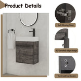 18'' Floating Wall-Mounted Bathroom Vanity with White Resin Sink & Soft-Close Cabinet Door W99936248