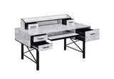 Antique White and Black 5-Drawer Computer Desk B062P209211