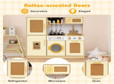 Kids Wooden Kitchen Playset 3 with Fridge Sink Washing Machine with Realistic Light Sound Rattan 94982897
