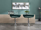 Set of 2 Bar Stools,with Chrome Footrest and Base Swivel Height Adjustable Mechanical Lifting Velvet 59075110