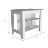 ZNTS Rockaway 3-Shelf Kitchen Island White and Ibiza Marble B06280052