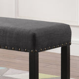 Biony Fabric Dining Bench with Nailhead Trim, Grey T2574P164611