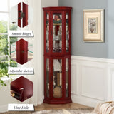 Corner Curio Cabinet Lighted Corner Display, Display Shelf Shelving Bar cabinet with Tempered W2275P177189