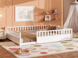 Queen Montessori Floor Bed with Safety Guardrails, Low Profile Wood Platform Bed Frame for Kids & W1858P475434