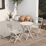 ZNTS 3 Piece Patio Bistro Set of Foldable Round Table and Chairs, White W1586P143153