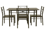 Walnut and Dark Bronze 5-Piece Rectangle Dining Set B062P153843
