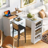 K&K Rolling Kitchen Island With Extended Table, Kitchen island on Wheels with LED Lights,Power WF316018AAW