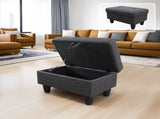 28.5" Storage Ottoman Bench Linen Upholstered for Living Room Bedroom Entryway Dark Gray 12258259