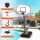 ZNTS Portable Poolside Basketball Hoop Swimming Pool 3.1ft to 4.7ft Height-Adjustable Basketball System 12837257