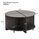 ZNTS 4 Piece of Industrial Round Coffee Table,Sturdy and Easy Assembly, 2-Tier with Storage for Living W2317P233329