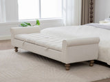 65.75" Wide Modern Upholstered Storage Bench With Double Lids, Napped fabric Foot Stool With Rolled 38105287