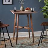 Modern Bar Height 42" Dining Table, Rubberwood Legs and Laminate Table Top, Walnut Finish, Black 65503.00WALN