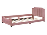 Twin Size Upholstered Daybed with Classic Stripe Shaped Headboard, Pink WF308905AAH