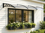 12040 in Transparent Door Awning Canopy, One-Piece PC Sun Panel with Black PP Brackets & Aluminum 48136737