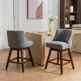 Counter Height Swivel Barstools, 26'' H Seat Height Upholstered Bar Stools Set of 2, Fabric in Gray W1143P151491