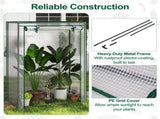 White Portable Mini Greenhouse 39"x20"x59" Tool-Free Assembly PE Grid Cover Grow Tent for Balcony 11199391