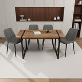 59" MDF natural wood table and modern chair 4-piece set, medieval wooden kitchen 62121374
