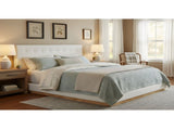 Solid Rubber Wood Platform Bed with Upholstered Headboard, Modern Tufted Design, Sturdy Slat N769P387939W