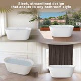 67" Acrylic Freestanding Bathtub, stand alone bathroom tub, Glossy White, Toe-tap Chrome Drain, cUPC W1675P300333
