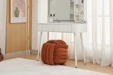 060-Chenille Fabric Modern Knot Design Ottoman Makeup Stool Footstool, Comfortable and Stylish Seat W527P239022