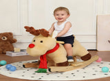 Kids Ride-On Rocking Horse Toy with Lullaby Song,Moose Rocking Toy with Hand Puppets and Safety Belt W3723P374142