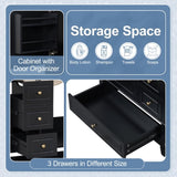 30" Bathroom Vanity with Sink, One Door with Shelf and Three Drawers, Soft Close Door, Black N759P225994B