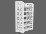 Wood-plastic Board Six Tiers Carved Shoe Rack White A 26180822