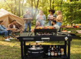 Portable Outdoor Grill Table Cart, Foldable Grill Cart with Wheels, Food Prep Table with Bottle 95490425