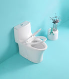 ZNTS 15 1/8 Inch 1.1/1.6 GPF Dual Flush 1-Piece Elongated Toilet with Soft-Close Seat - Gloss White W1573101061