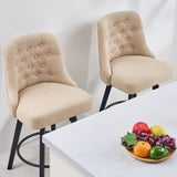 Set of 2 Modern Counter Stools, 26" Swivel Bar Stools with Linen Upholstery & Wooden Legs T3661P338401