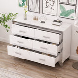 Elegant High Gloss Dresser with Metal Handle,Mirrored Storage Cabinet with 6 Drawers for N733P205355K