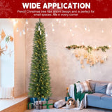 5FT Green Pencil Christmas Tree with 100 Warm White LED Lights Slim PVC Tree with 263 Tips, 35051404