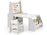 Grey Kids Activity Table with Magnetic Whiteboard/Chalkboard & Paper Roll, Multi-Storage Art Desk 06087577