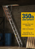 Household Aluminum Attic Ladder 25" x 54" ,350lbs Capacity, 7-10 ft Ceiling Height W2529P185494