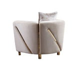 Thick Velvet Fabric Upholstered Chair Made With Wood in Beige B009P153972