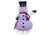 5.7FT Lighted Snowman Holding Candy Cane Christmas Yard Decorations, Pre-lit Pull Up Snowman with 02397479