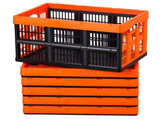Plastic Collapsible Storage Bins, 45L Set of 6, Stackable Folding Crates with Handles, Supports 33 25036340