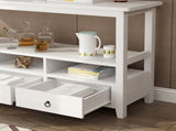 3 Tier Vintage Solid Console Table with 3 Drawers and Shelves, Industrial Console Table Coffee Table 27901297