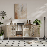 Sicotas Mid Century Sideboard Storage Rustic Sliding Door Solid Wood Cabinet for Living Room W2263P207531