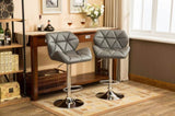 ZNTS Glasgow Contemporary Tufted Adjustable Height Hidraulic Bar Stools, Set of 2, Grey T2574P164866