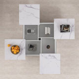 Square Marble Veneer Coffee Table Sliding Top with Storage in White 39.4'' WF322094AAK