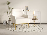 Modern Accent Chair Upholstered Armchair Single Sofa Chair with Curved Backrest and Gold Metal Legs N763P360684A