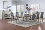 Formal 1pc Table w 2x Leaves Only Silver / Grey Finish Antique Design Rubberwood Large Family B011138665