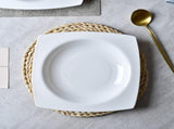 9.25 Inch Square Pasta Bowls Set of 6, 17oz White Porcelain Soup Plates, Microwave & Dishwasher Safe 15883057