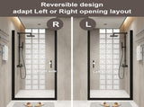 34"x 72" Pivot Shower Door, Matte Black Aluminum Frame, Half Frame ,1/4" Tempered Glass W1675P295822
