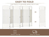 6-Panel Folding Privacy Screen with Hand-Woven Design, Freestanding Room Divider 94.5"x66.9" White 15400921
